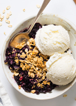 Wild Blueberry Crisp With Banana Ice Cream