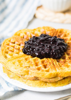 Potato Waffle With Wild Blueberry Sauce